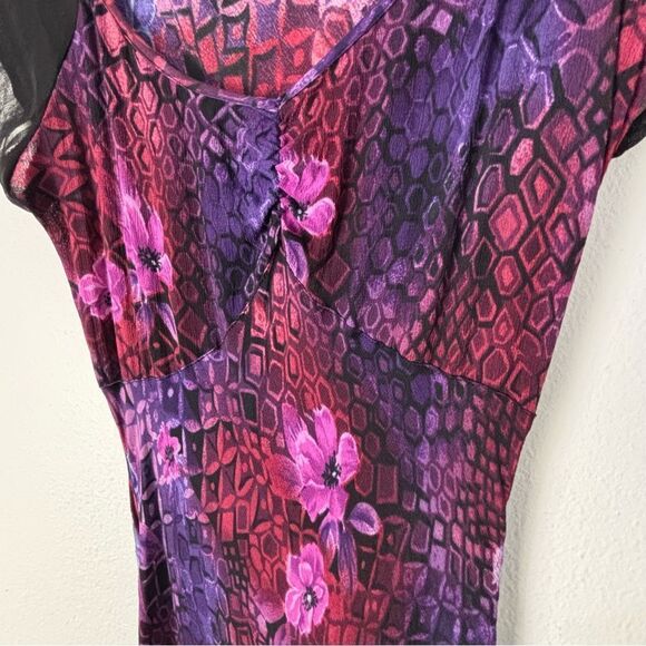 HERSTYLE Purple Black Asian Floral Print Maxi Dress S Y2K Fairy Whimsi Babydoll - Picture 9 of 14